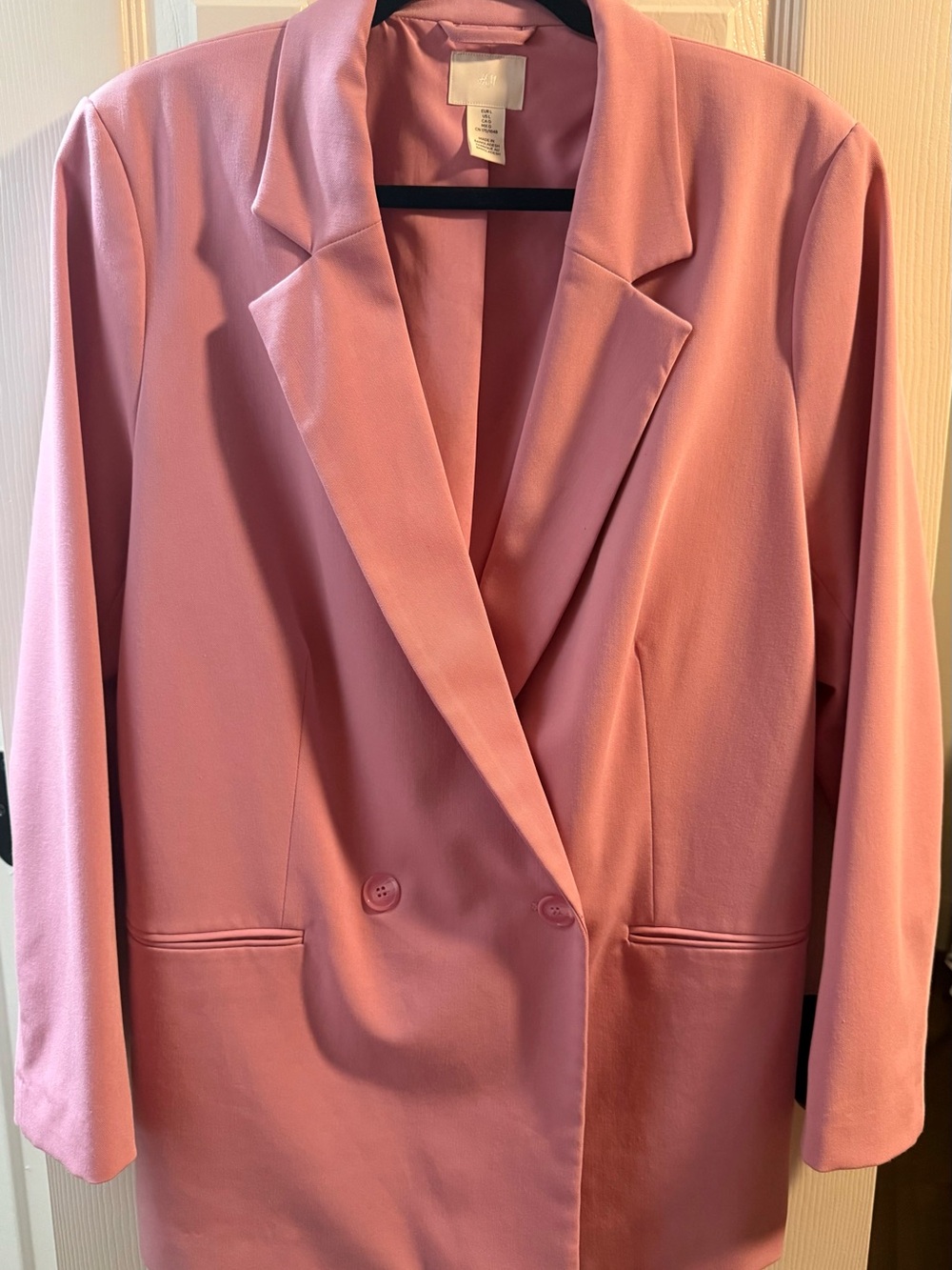 H&M Dusty Rose Double-Breasted Blazer